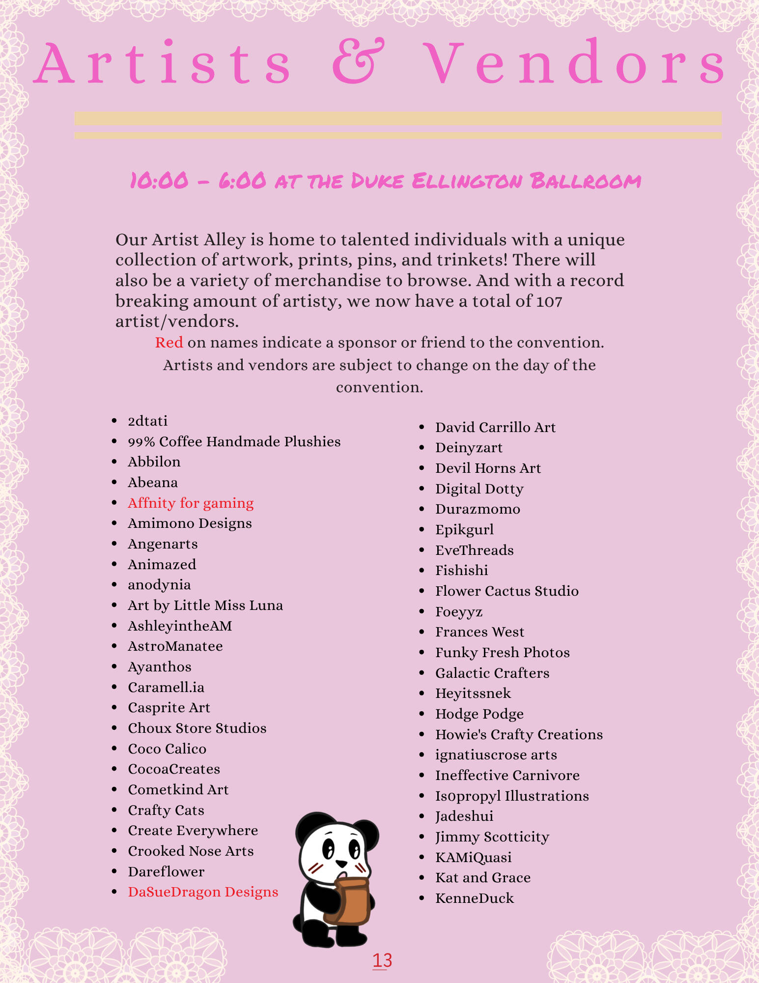 Artist & Vendors
