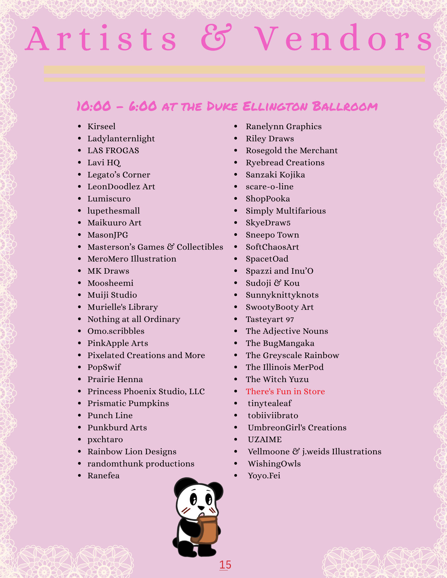 Artist & Vendors Pg 2