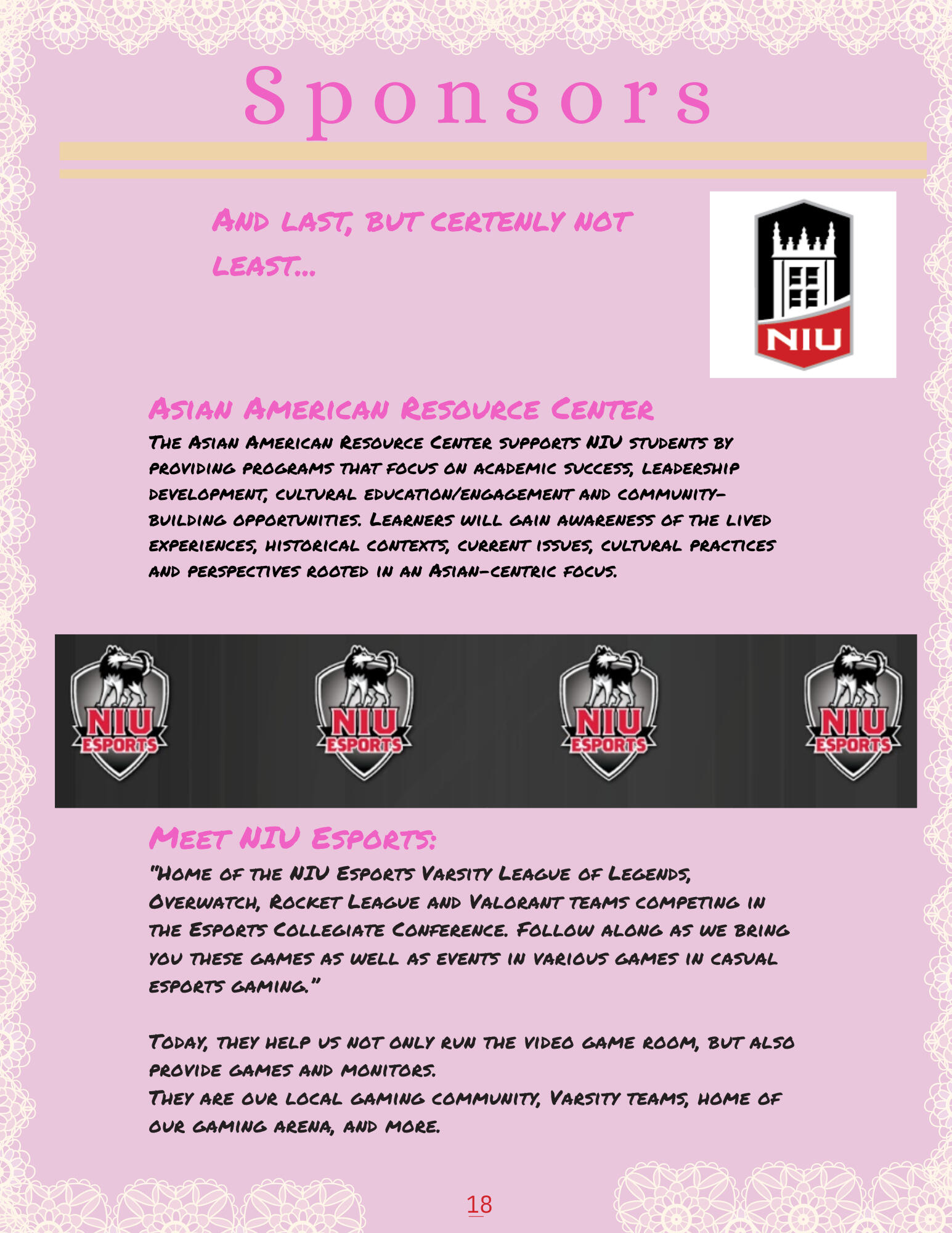Sponsors Pg 3 Sponsors Pg 3