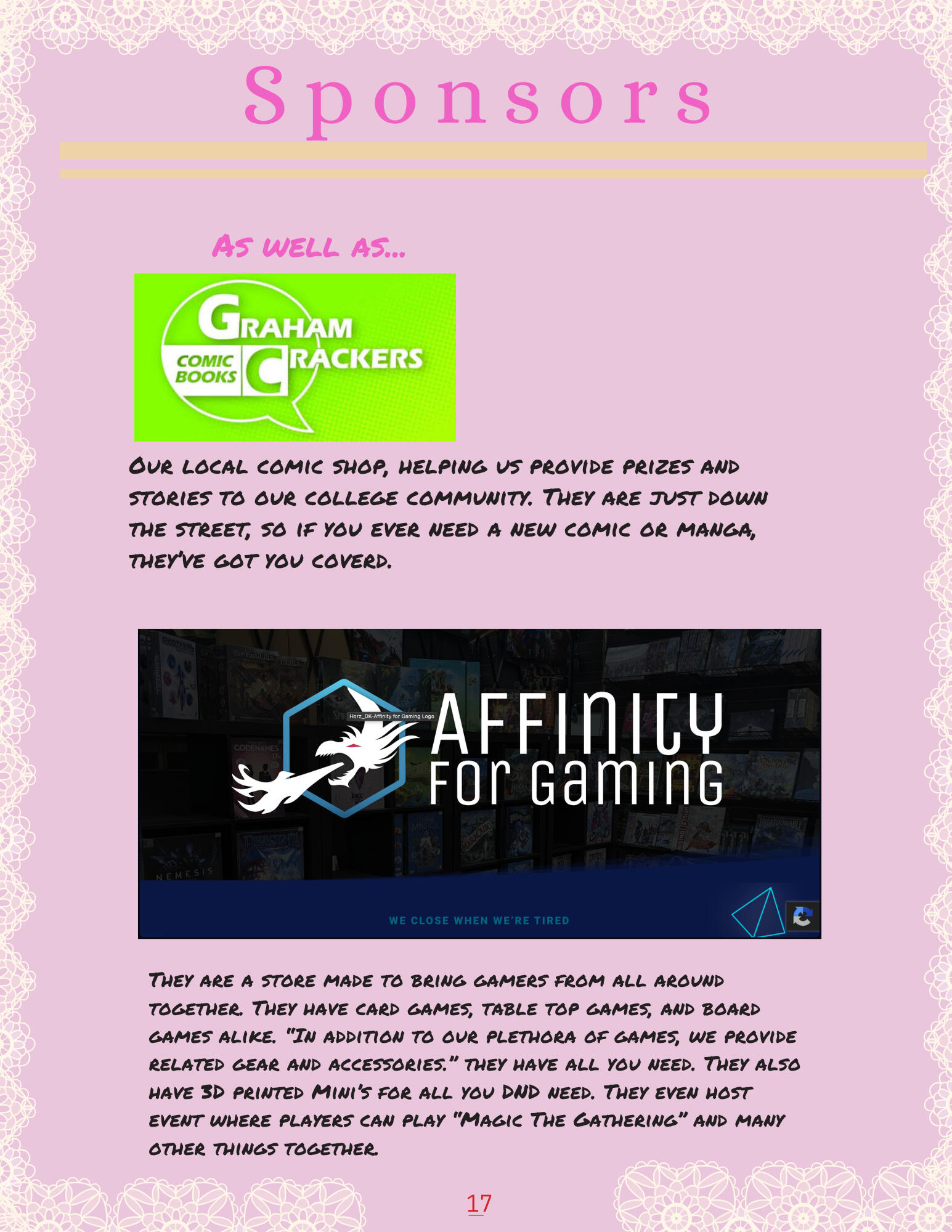 Sponsors Pg 2 Sponsors Pg 2