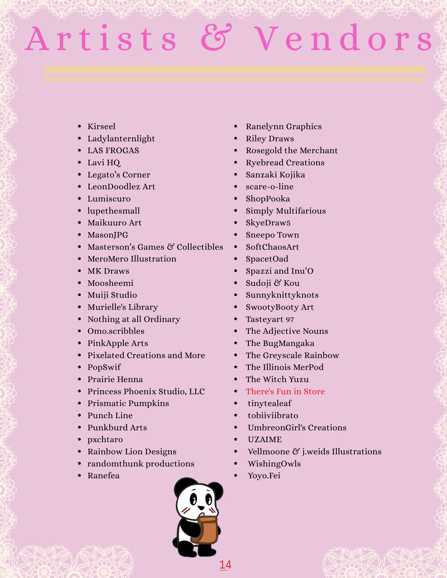 Artist & Vendors Pg 2