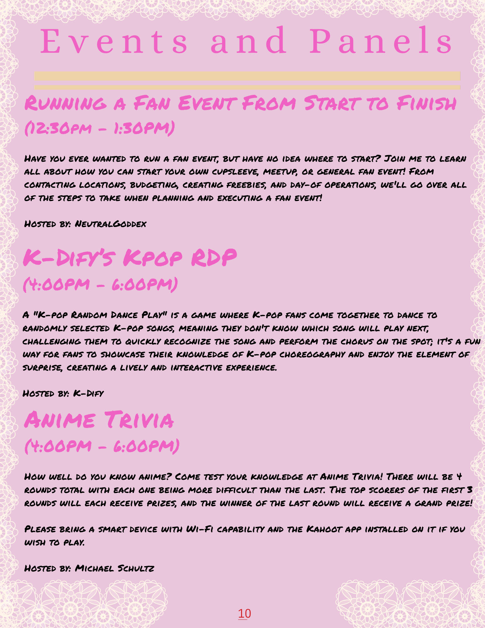 Events & Panels Pg 3 Events & Panels Pg 3